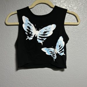 Butterfly Skeleton Black Crop tank top